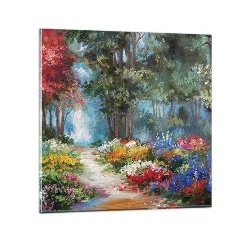 Glass picture - Wood Garden, Flowery Forest - 30x30 cm