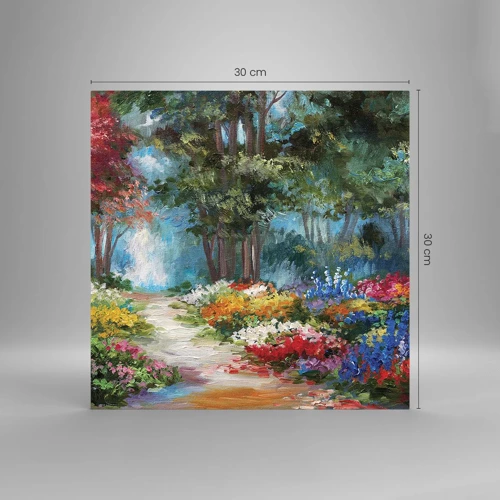 Glass picture - Wood Garden, Flowery Forest - 30x30 cm