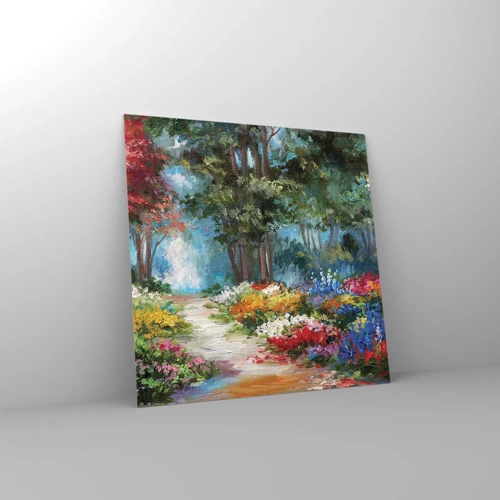 Glass picture - Wood Garden, Flowery Forest - 30x30 cm