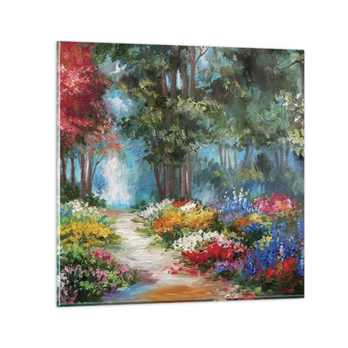 Glass picture - Wood Garden, Flowery Forest - 50x50 cm