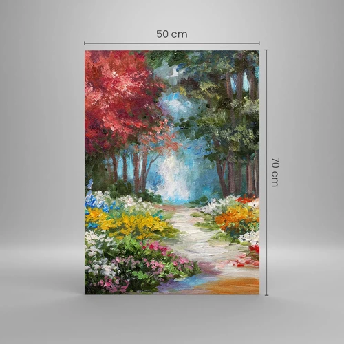 Glass picture - Wood Garden, Flowery Forest - 50x70 cm