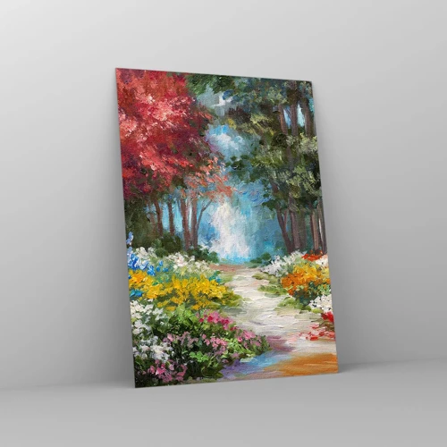 Glass picture - Wood Garden, Flowery Forest - 50x70 cm