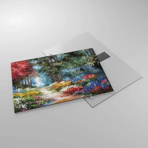 Glass picture - Wood Garden, Flowery Forest - 70x50 cm