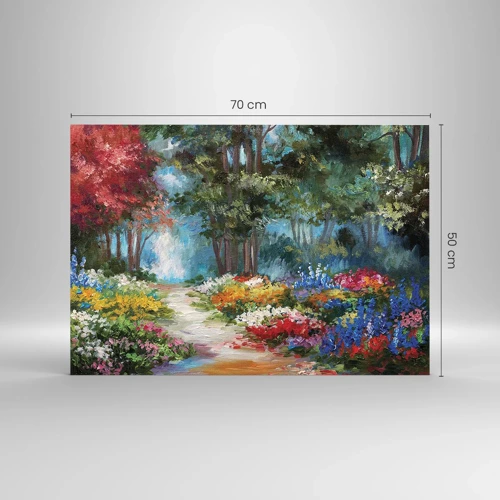 Glass picture - Wood Garden, Flowery Forest - 70x50 cm