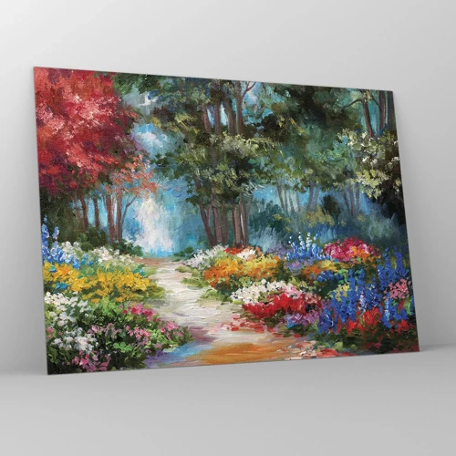 Glass picture - Wood Garden, Flowery Forest - 70x50 cm