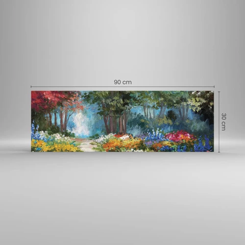 Glass picture - Wood Garden, Flowery Forest - 90x30 cm