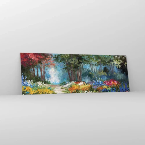 Glass picture - Wood Garden, Flowery Forest - 90x30 cm