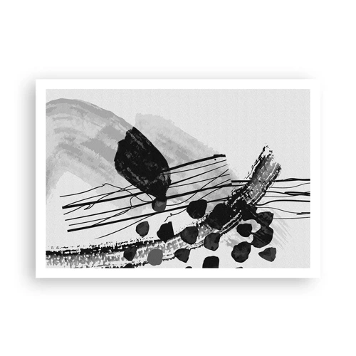 Poster - Black and White Organic Abstraction - 100x70 cm