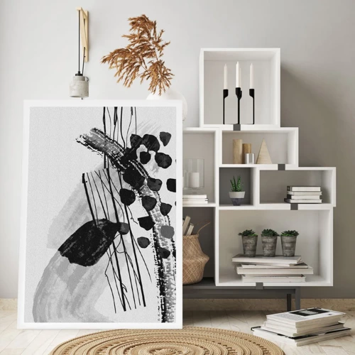 Poster - Black and White Organic Abstraction - 50x70 cm
