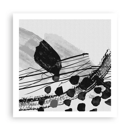 Poster - Black and White Organic Abstraction - 60x60 cm