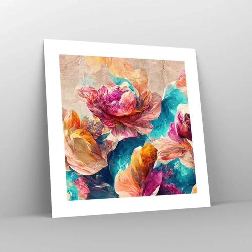 Poster - Colourful Splendour of a Bouquet - 40x40 cm