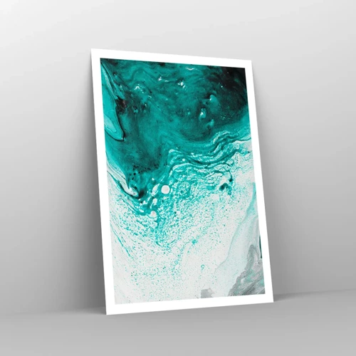 Poster - Dissolving in White and Turquoise - 70x100 cm