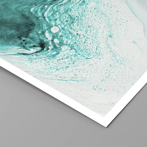 Poster - Dissolving in White and Turquoise - 70x100 cm