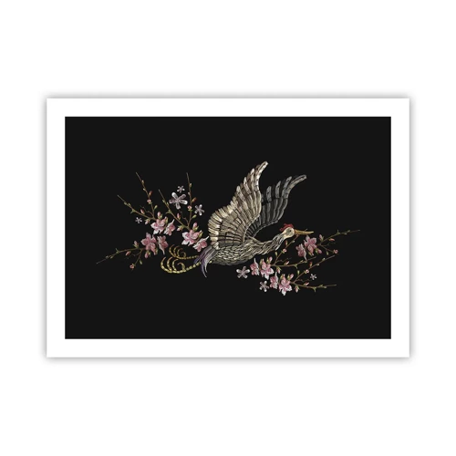 Poster - Exotic, Embroidered Bird - 70x50 cm