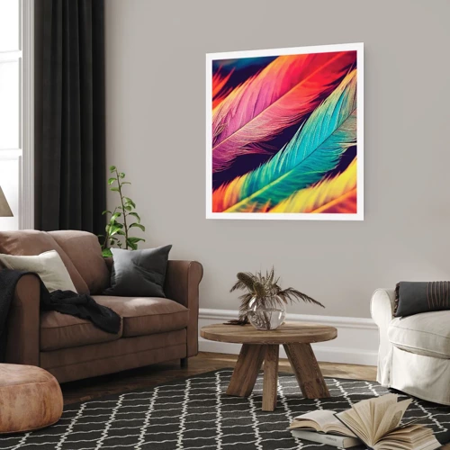 Poster - Feathered Rainbow - 60x60 cm