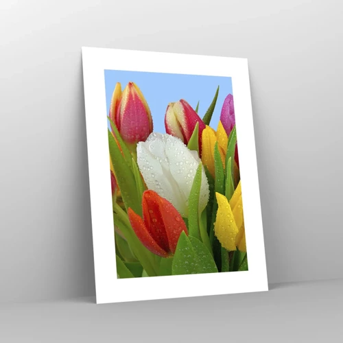 Poster - Floral Rainbow in Dew Drops - 30x40 cm