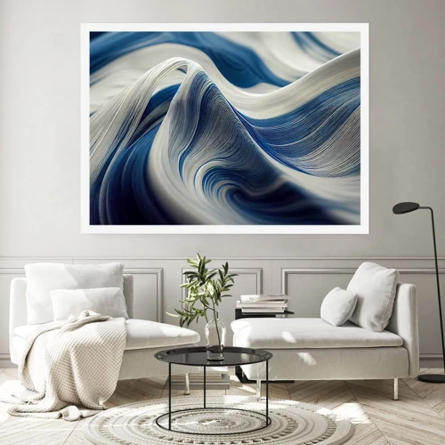 Poster - Fluidity of Blue and White - 100x70 cm
