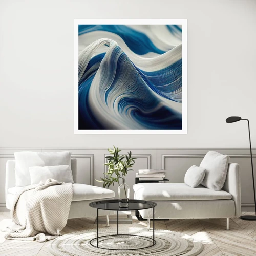 Poster - Fluidity of Blue and White - 30x30 cm