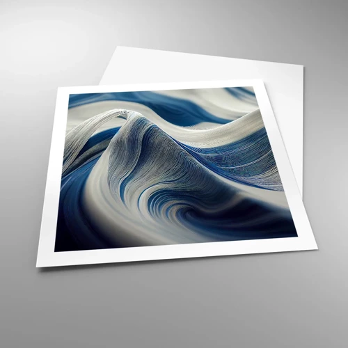 Poster - Fluidity of Blue and White - 60x60 cm