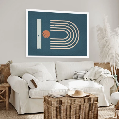 Poster - Geometry on Navy Blue - 100x70 cm