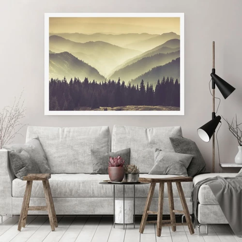 Poster - In a Faraway Land, Past the Mountains - 100x70 cm