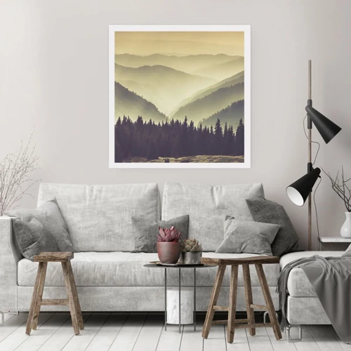 Poster - In a Faraway Land, Past the Mountains - 30x30 cm