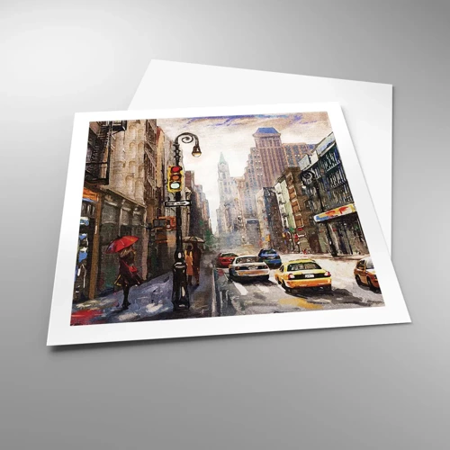 Poster - New York - Colourful in Rain - 60x60 cm