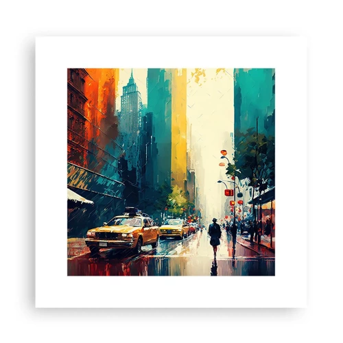 Poster - New York - Even Rain Is Colourful - 30x30 cm