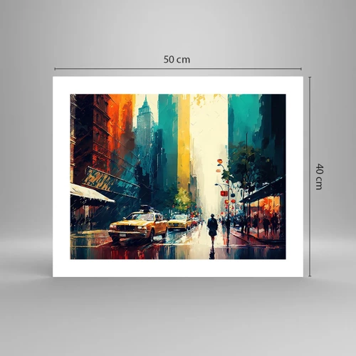Poster - New York - Even Rain Is Colourful - 50x40 cm
