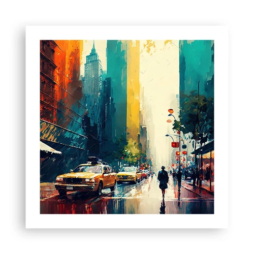 Poster - New York - Even Rain Is Colourful - 50x50 cm