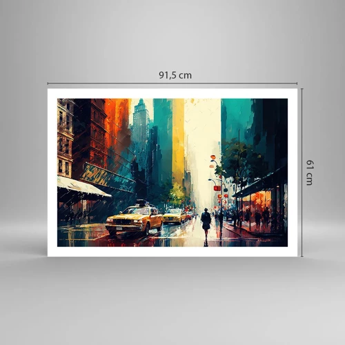 Poster - New York - Even Rain Is Colourful - 91x61 cm