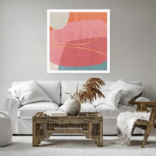 Poster - Pastel Composition with a Golden Note - 60x60 cm
