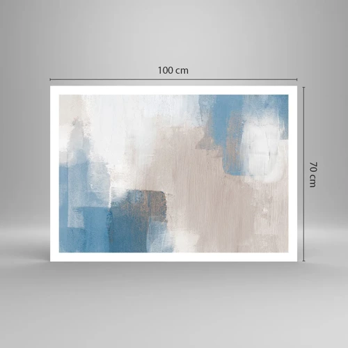 Poster - Pink Abstract with a Blue Curtain - 100x70 cm