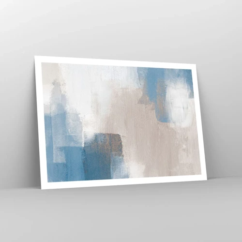 Poster - Pink Abstract with a Blue Curtain - 100x70 cm