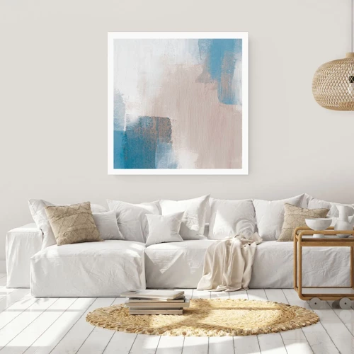 Poster - Pink Abstract with a Blue Curtain - 60x60 cm