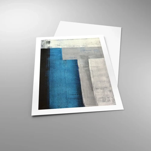 Poster - Poetic Composition of Blue and Grey - 50x70 cm