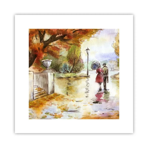 Poster - Romantic Autumn in a Park - 30x30 cm