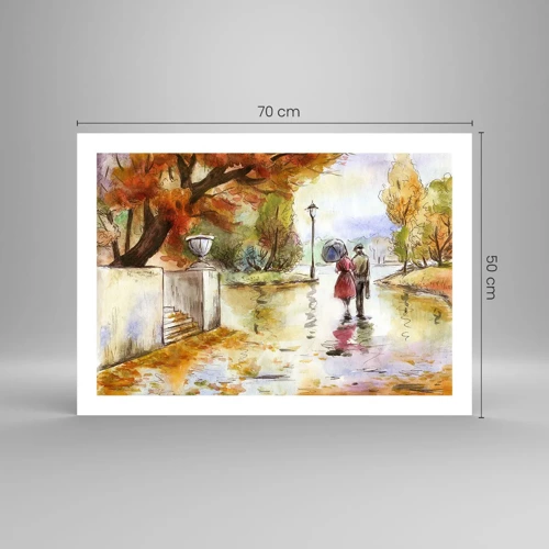 Poster - Romantic Autumn in a Park - 70x50 cm