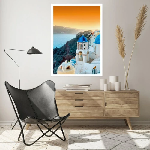 Poster - Santorini - Snuggling up to the Rocks - 50x70 cm