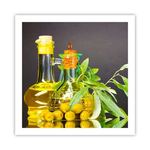 Poster - Still Life with Olives and Olive Oil - 60x60 cm