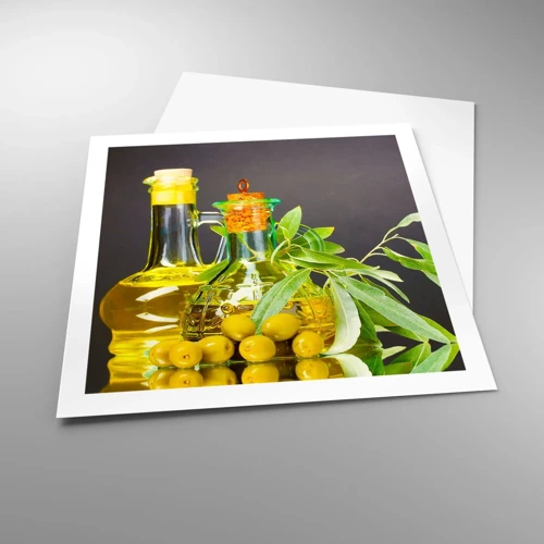 Poster - Still Life with Olives and Olive Oil - 60x60 cm