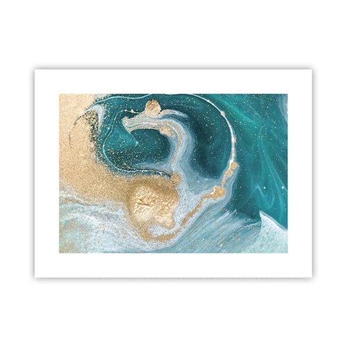 Poster - Swirl of Gold and Turquiose - 40x30 cm