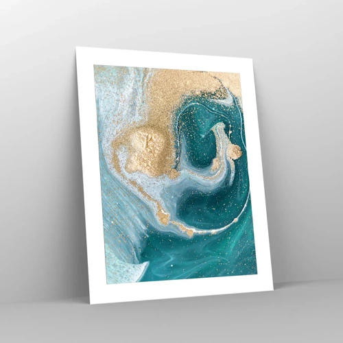 Poster - Swirl of Gold and Turquiose - 40x50 cm