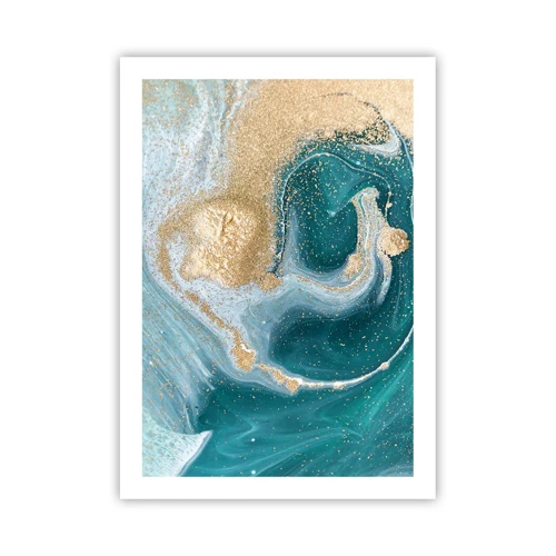Poster - Swirl of Gold and Turquiose - 50x70 cm