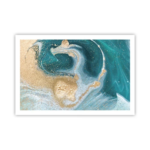 Poster - Swirl of Gold and Turquiose - 91x61 cm