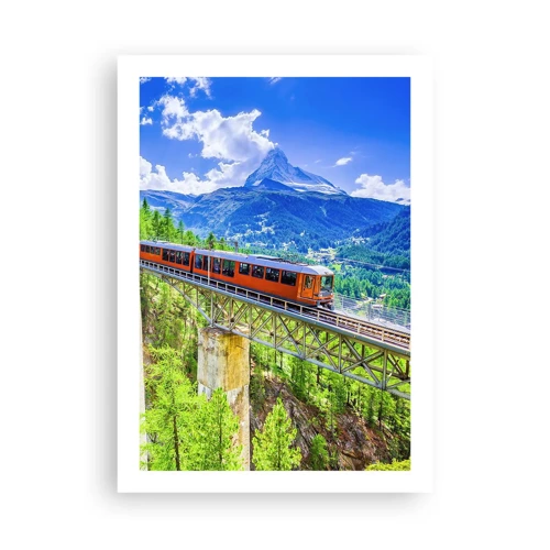 Poster - Train Through the Alps - 50x70 cm