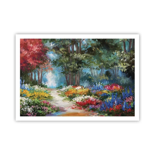 Poster - Wood Garden, Flowery Forest - 100x70 cm