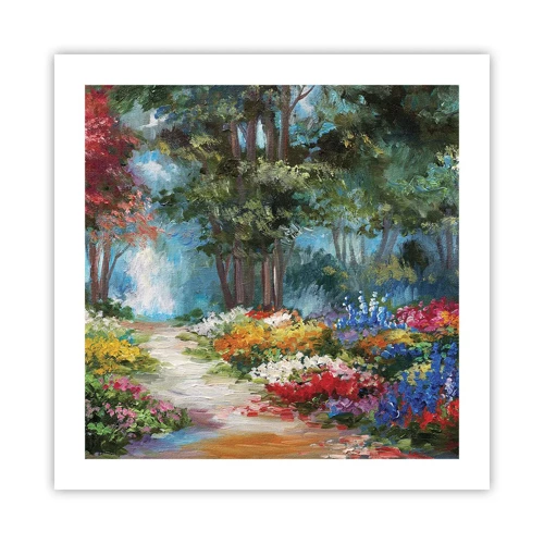 Poster - Wood Garden, Flowery Forest - 50x50 cm