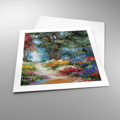 Poster - Wood Garden, Flowery Forest - 50x50 cm