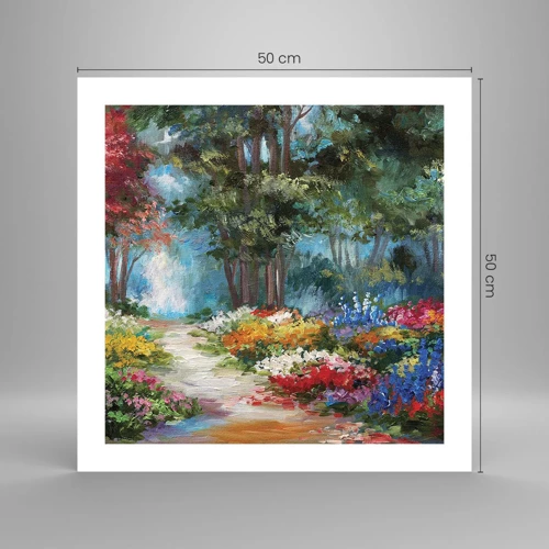 Poster - Wood Garden, Flowery Forest - 50x50 cm